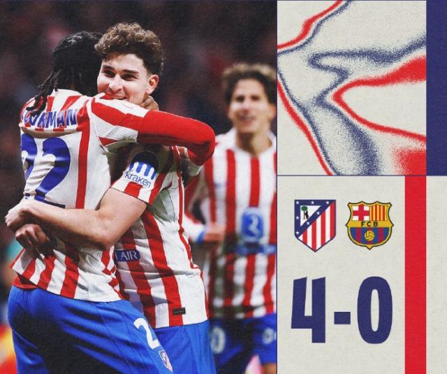 开云登录入口-【国王杯】马竞4比0巴萨!格子破门小蜘蛛传射